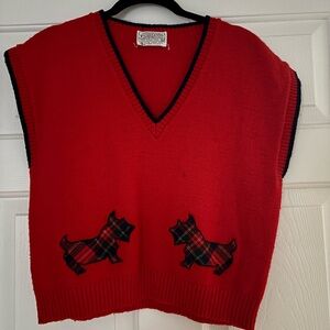 Vintage Scottie Dog Pendleton Red Wool Sweater Vest